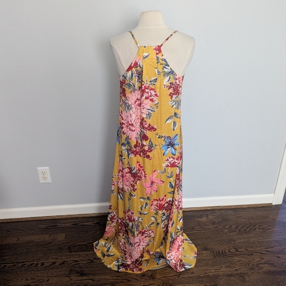 Women's Nicole Miller Mustard Maxi Floral Dress 6 - Picture 5 of 6
